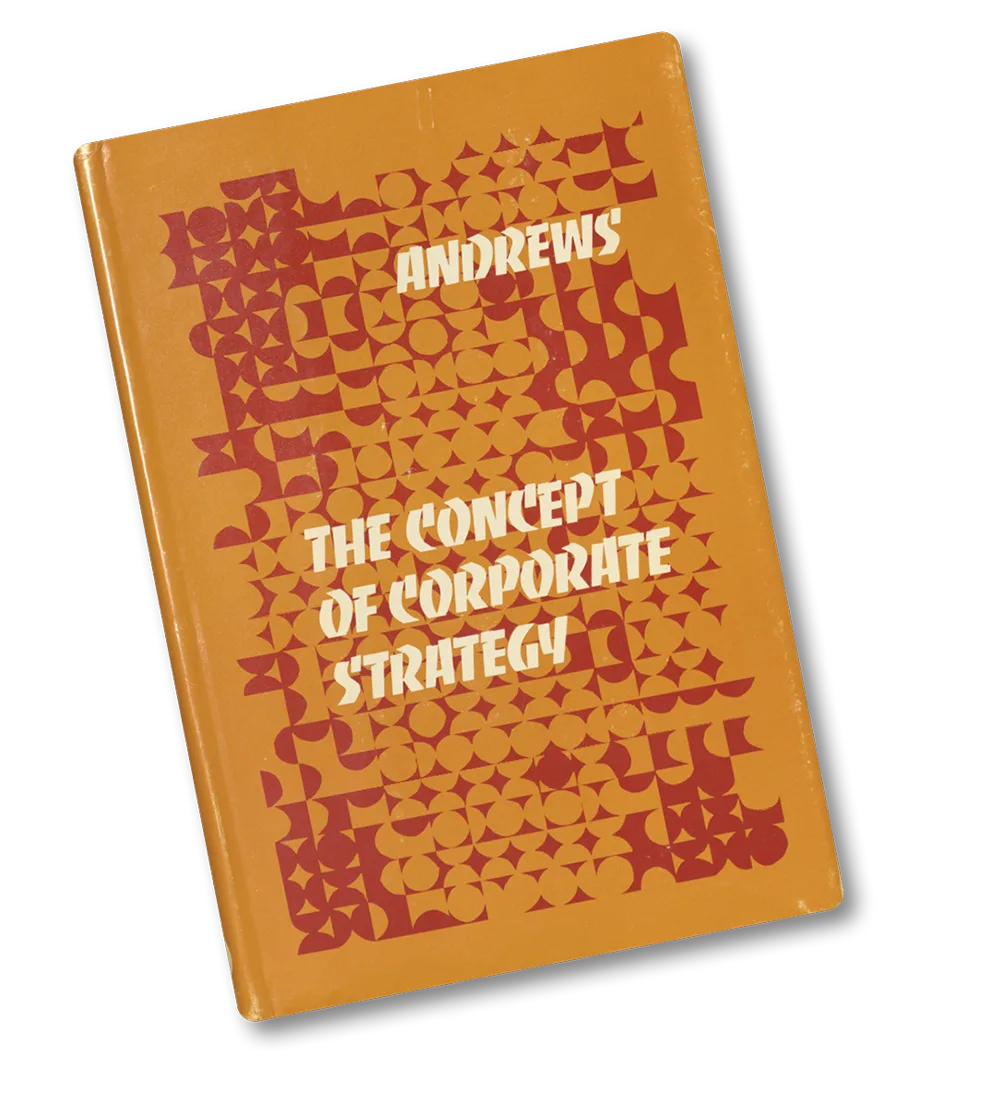 Red and orange cover of "The Concept of Corporate Strategy" book