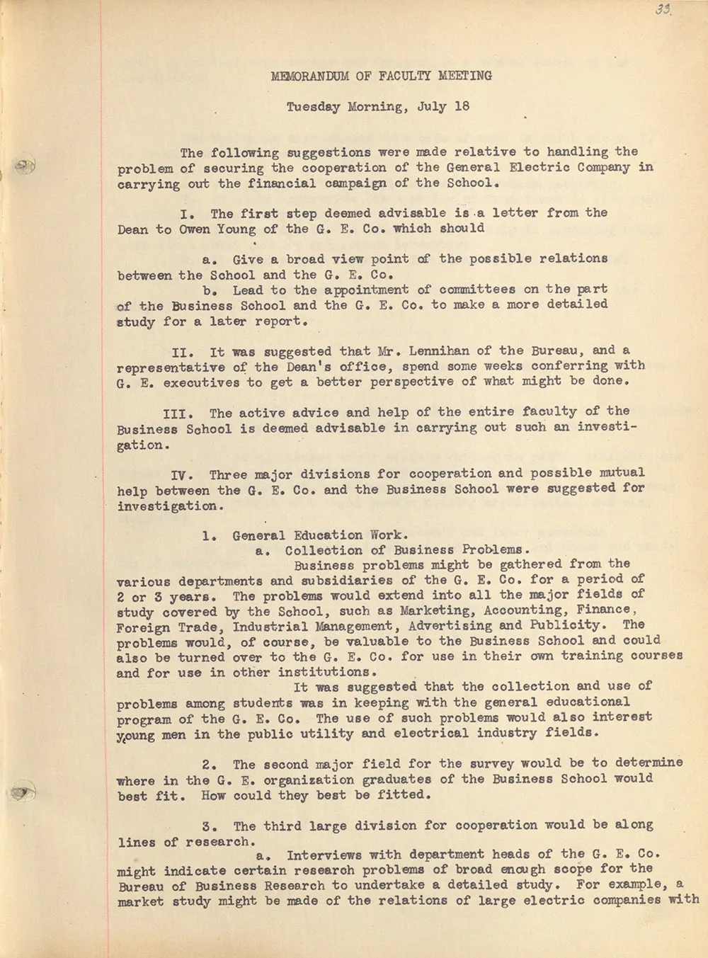 General Electric Memo