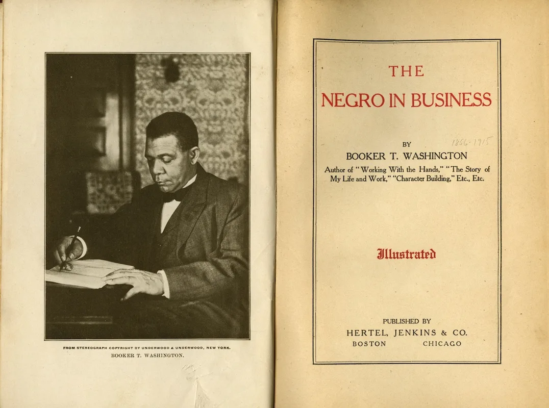 Booker T. Washington and the cover of The Negro in Business