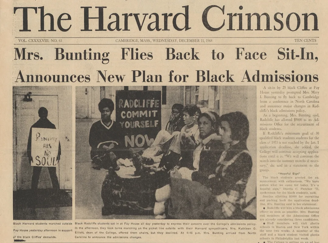 Student unrest at Harvard and Radcliffe Colleges, December 11, 1968