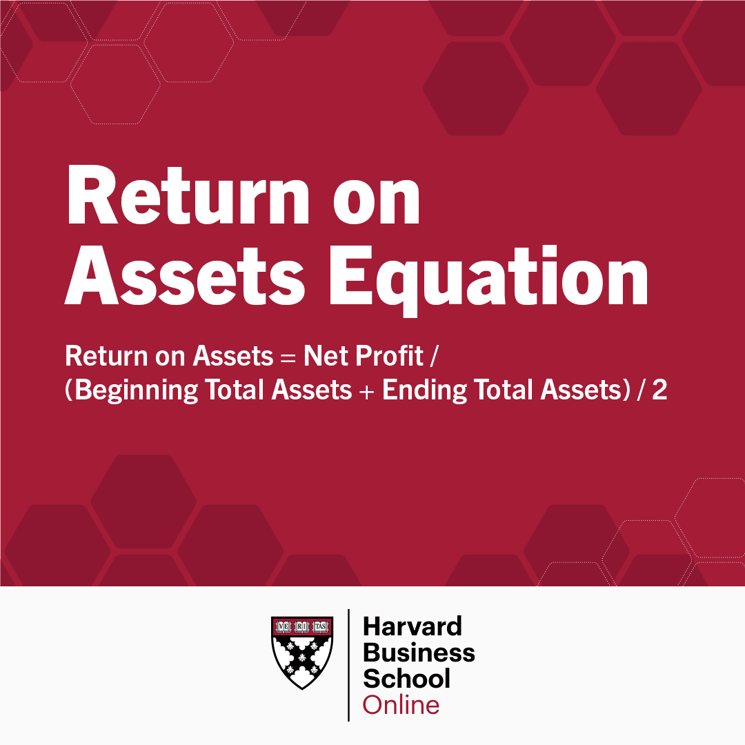 return on assets equation: return on assets equals net profit divided by (beginning total assets plus ending total assets) divided by 2