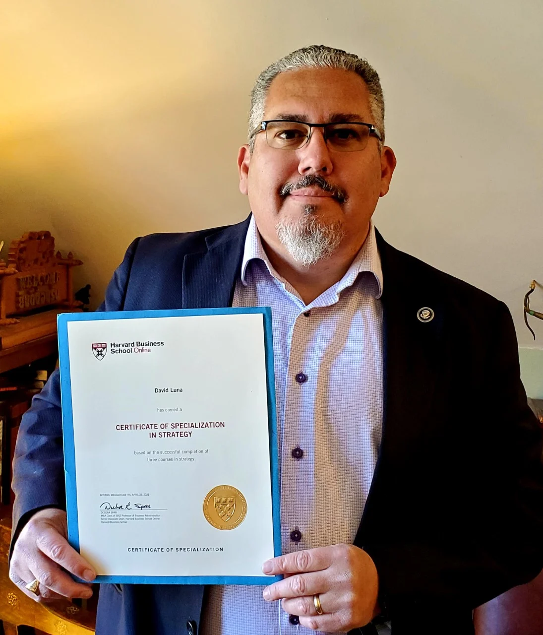 David Luna with Certificate of Specialization
