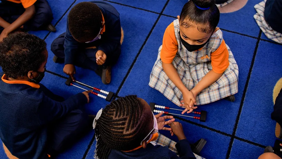 Success Academy students playing a game