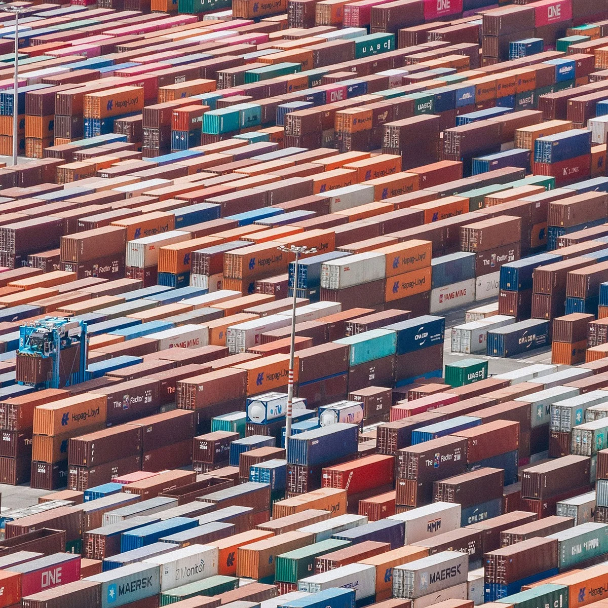 Rows of shipping containers at a port