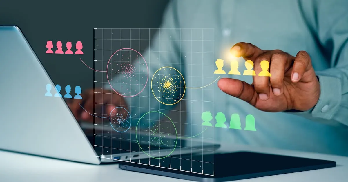 Visualization of behavioral segmentation, showing customer groups organized by shared behaviors to support personalized marketing and business decision-making.