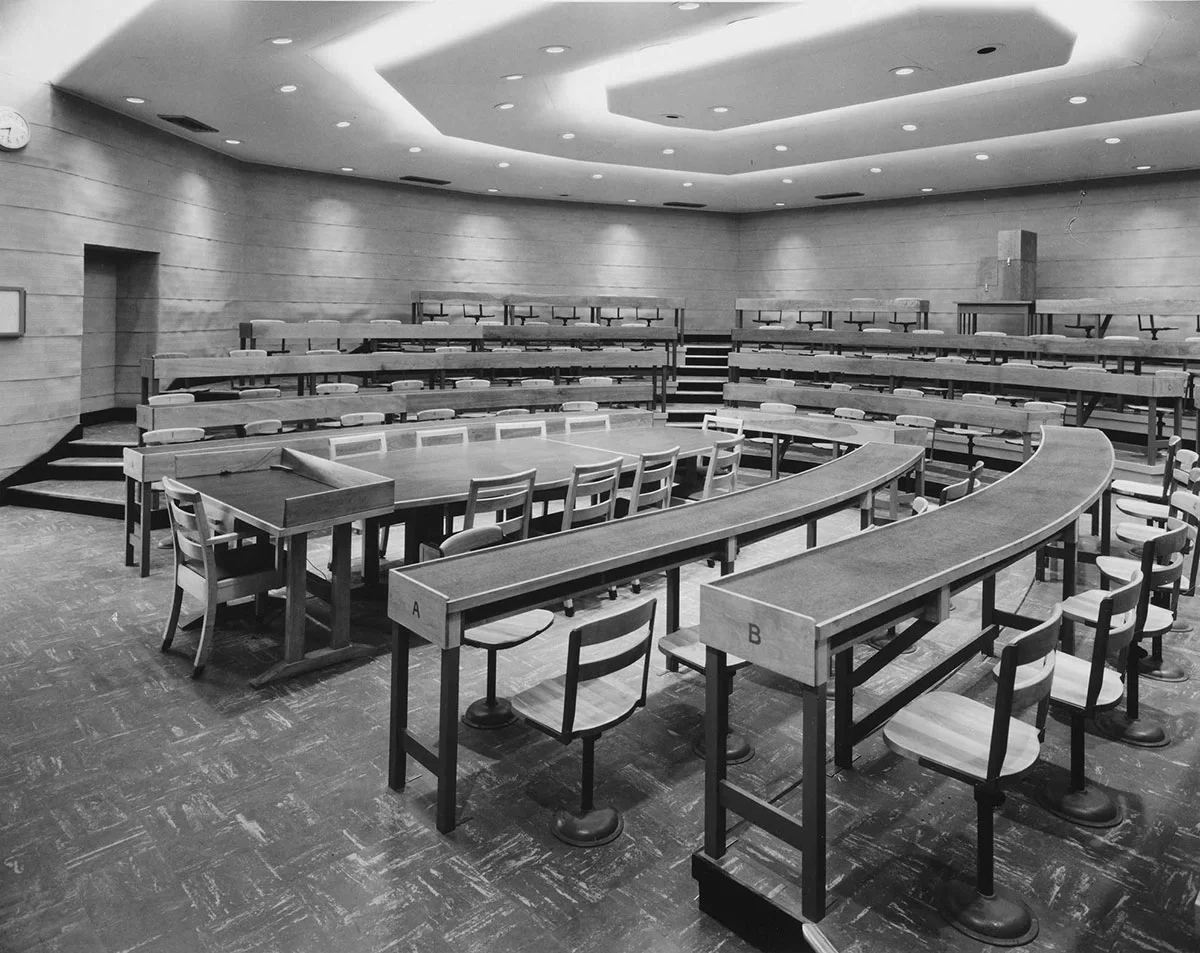 Mock-up classroom for Aldrich Hall, 1951.