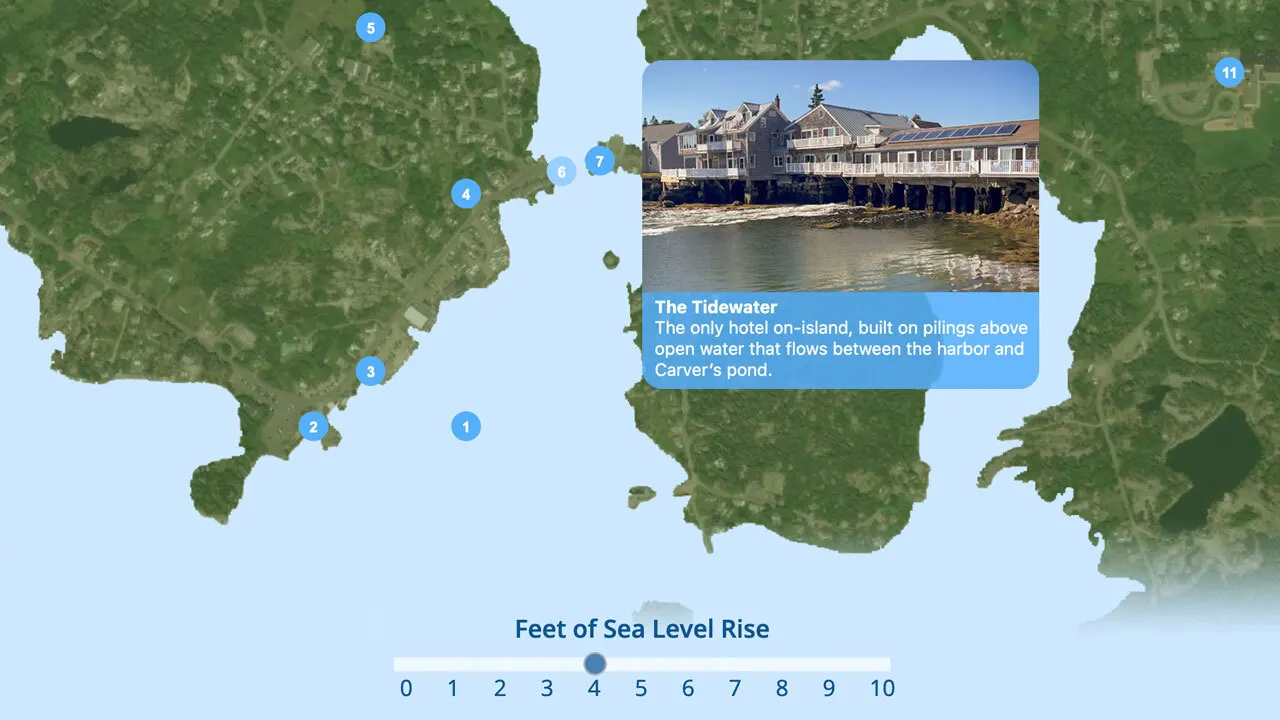 Vinalhaven - screenshot of exhibit showing seal level rise