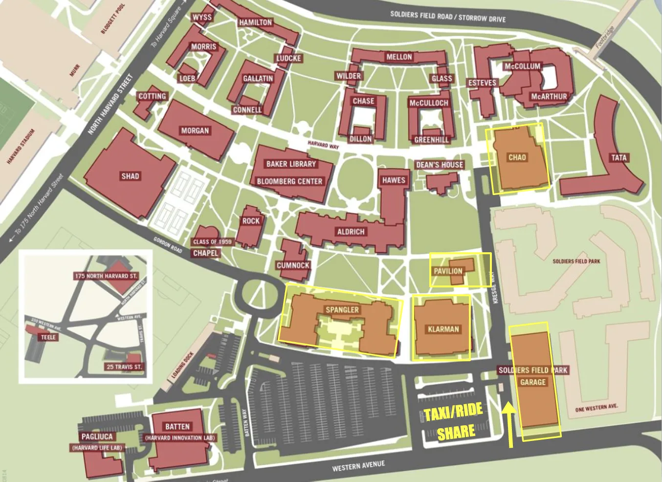 Map of Harvard University's campus