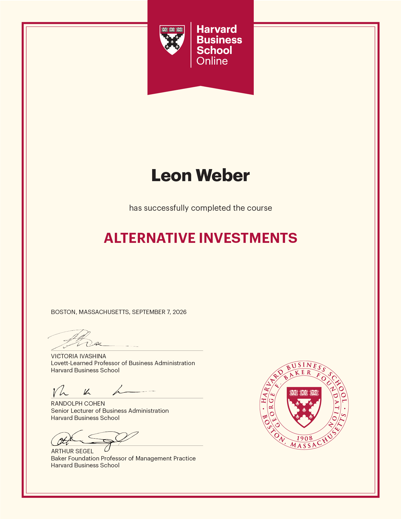 Certificate of Completion