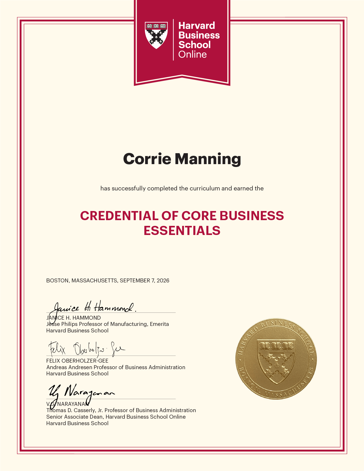 COBE Certificate