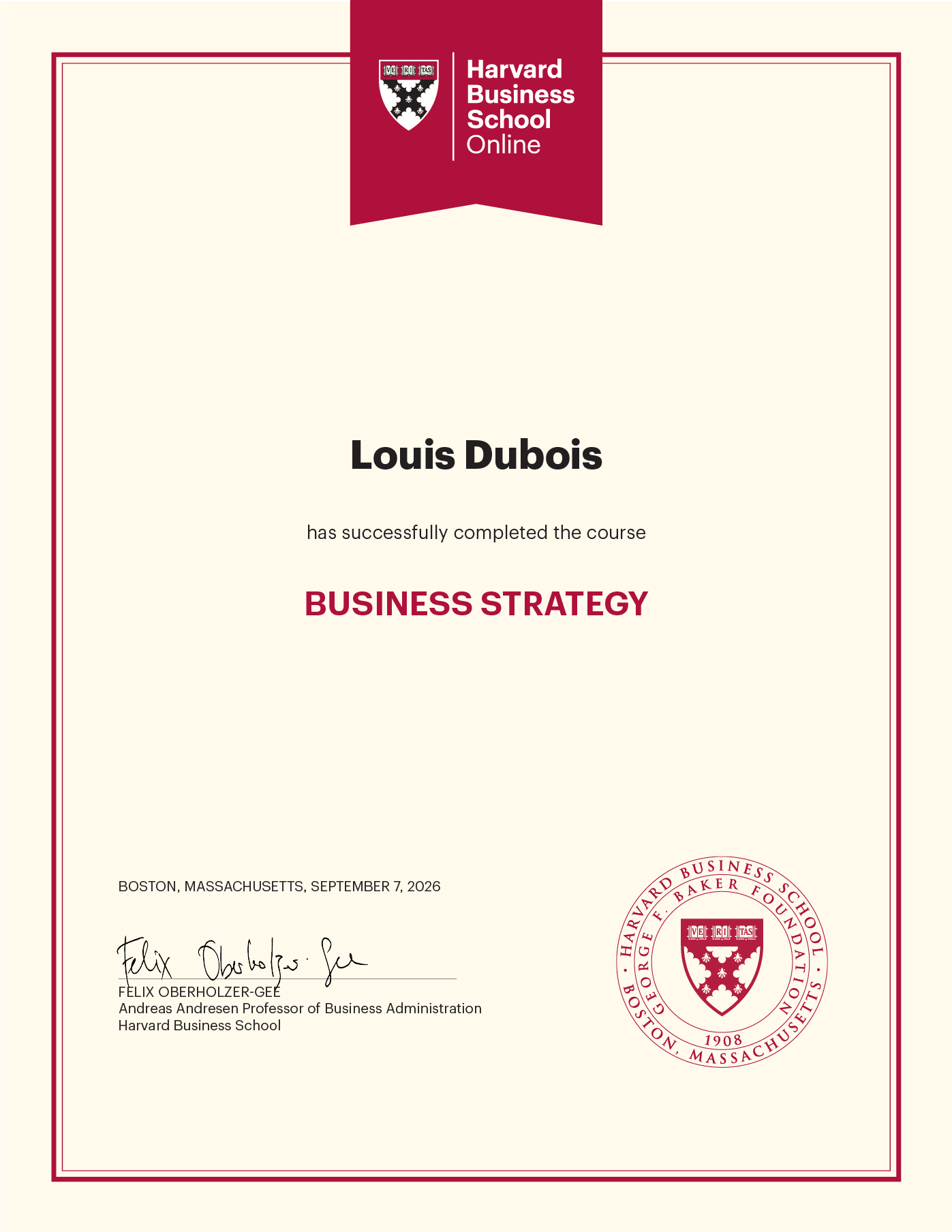 Certificate of Completion
