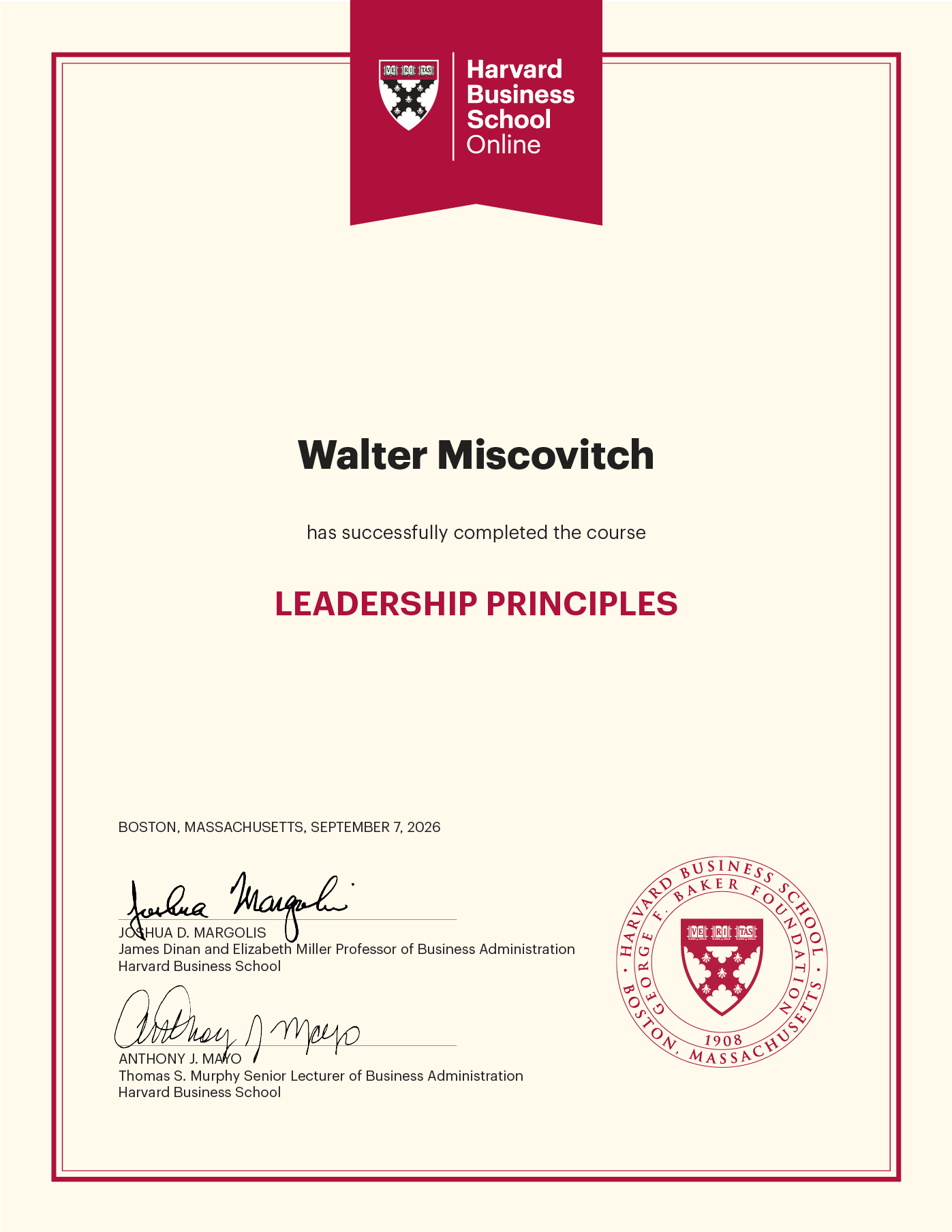  Certificate of Completion