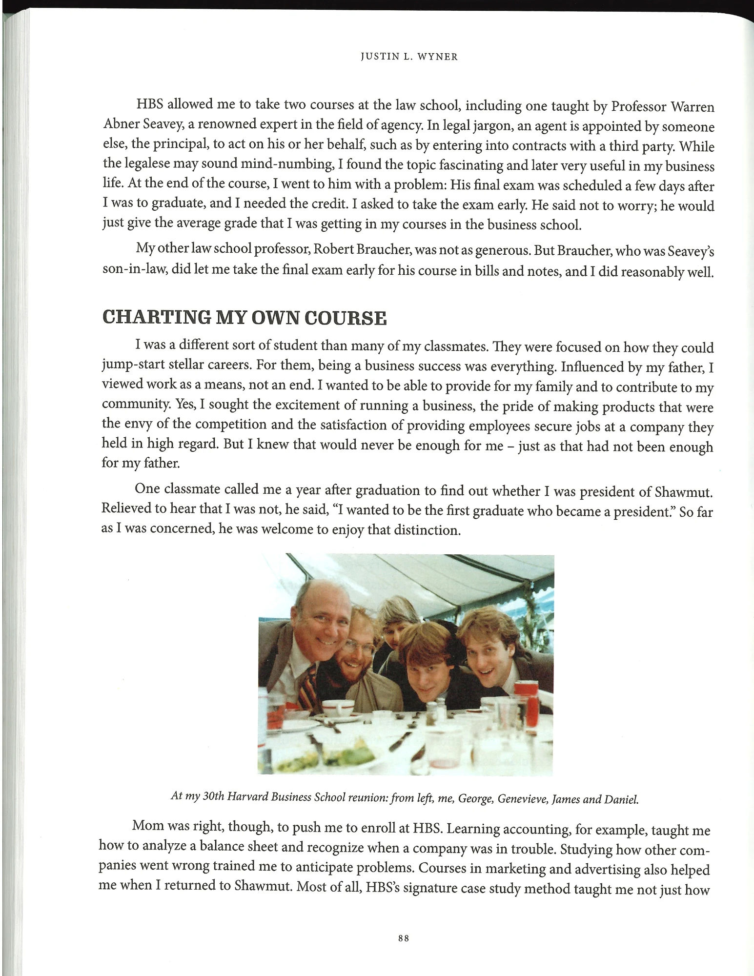 The third page in a chapter titled "B-School Days". Includes an image: the author and four of their family members