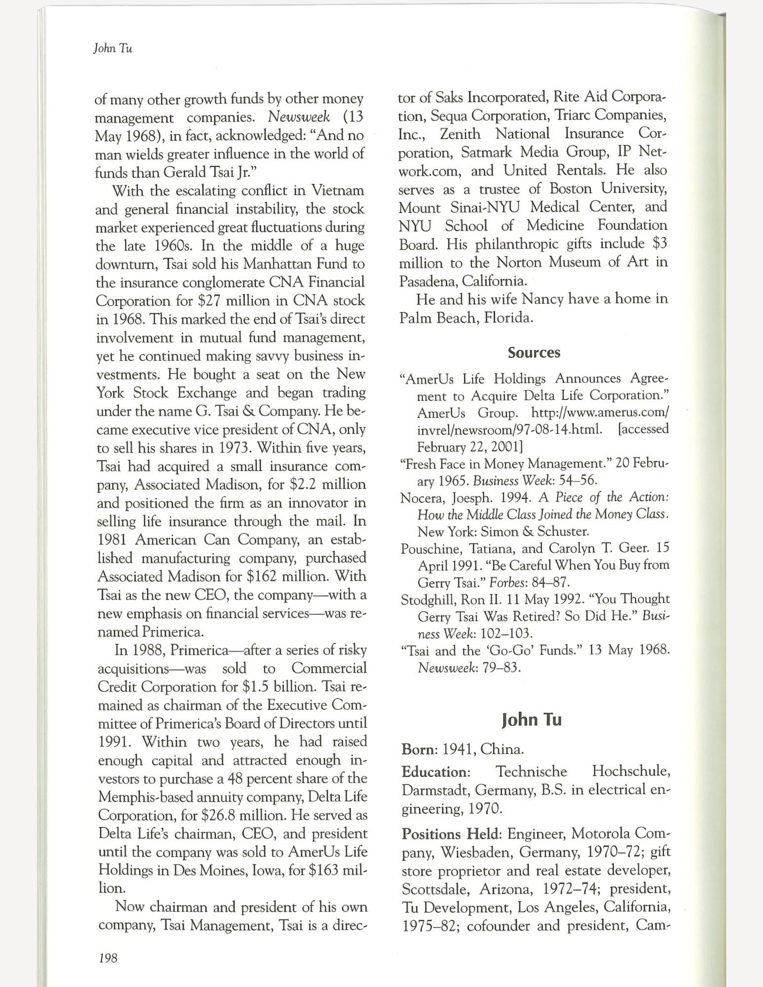 Scan of a book about Gerald Tsai's life continued.