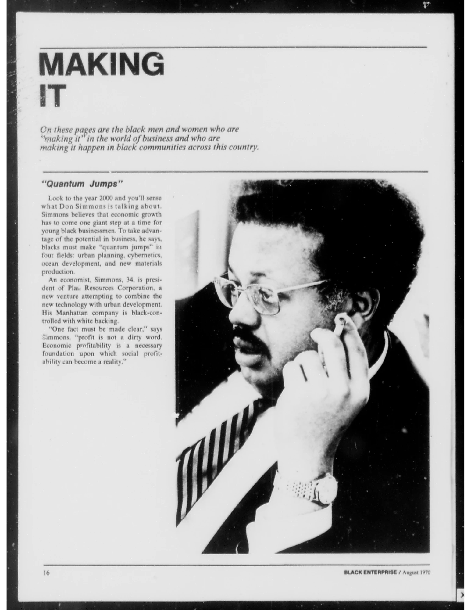 An article on successful Black business people; a man smoking a cigarette