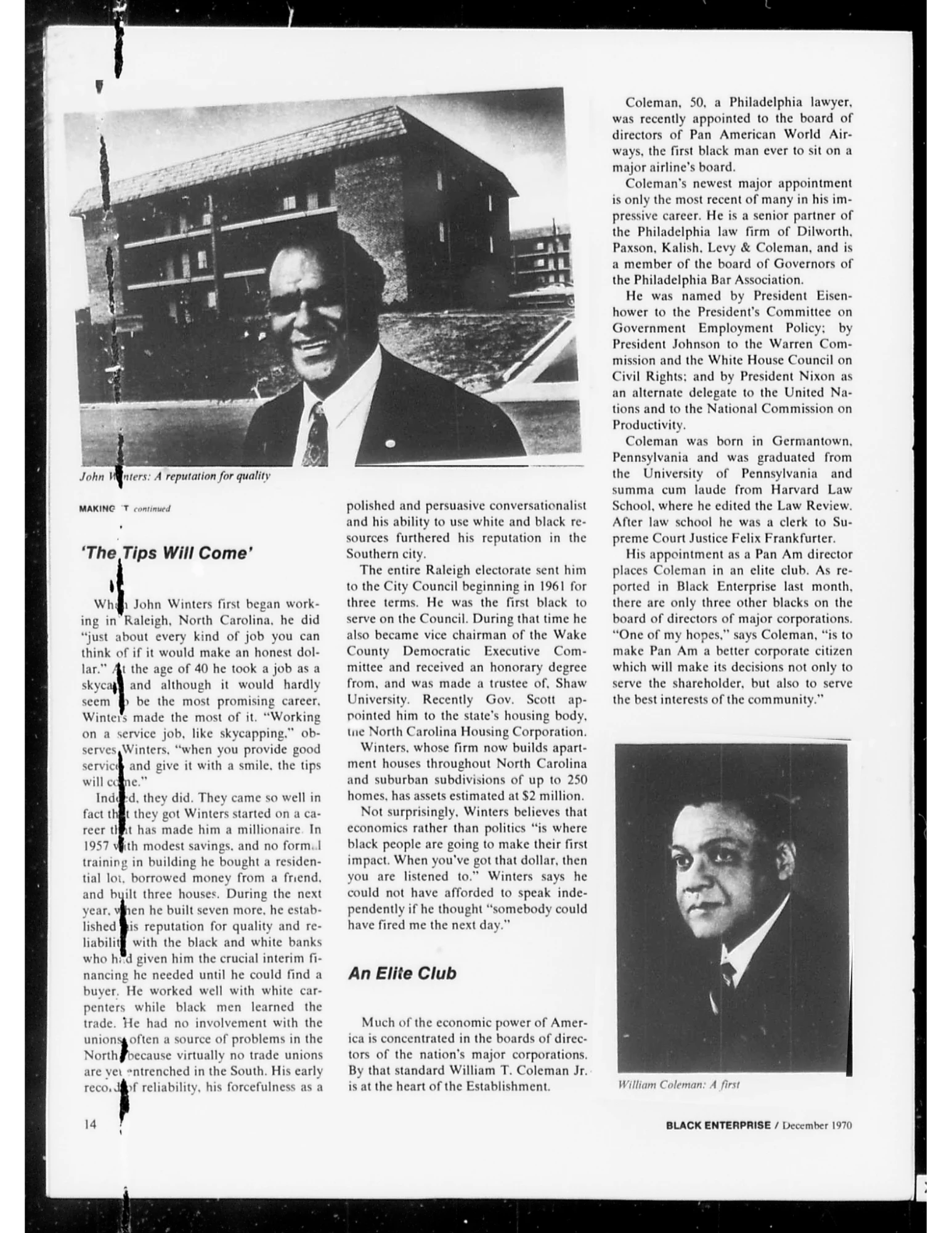 An article on successful Black business people; 2 men featured