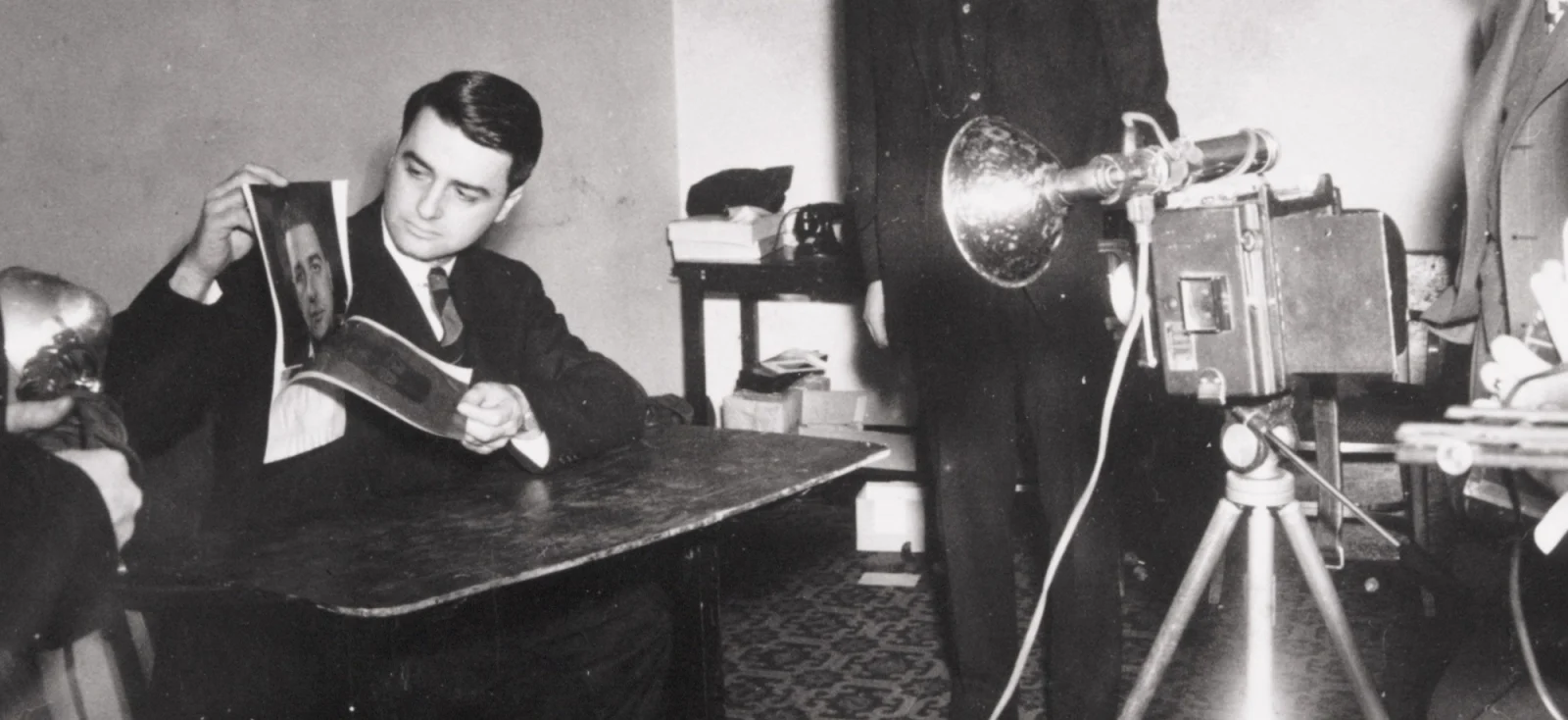 Edwin Land revealing image on Polaroid film
