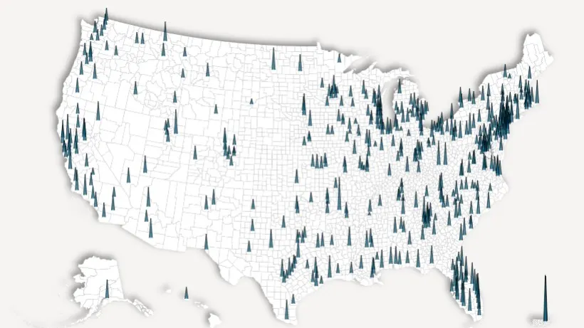 Map of US that shows financial misconduct rates. 