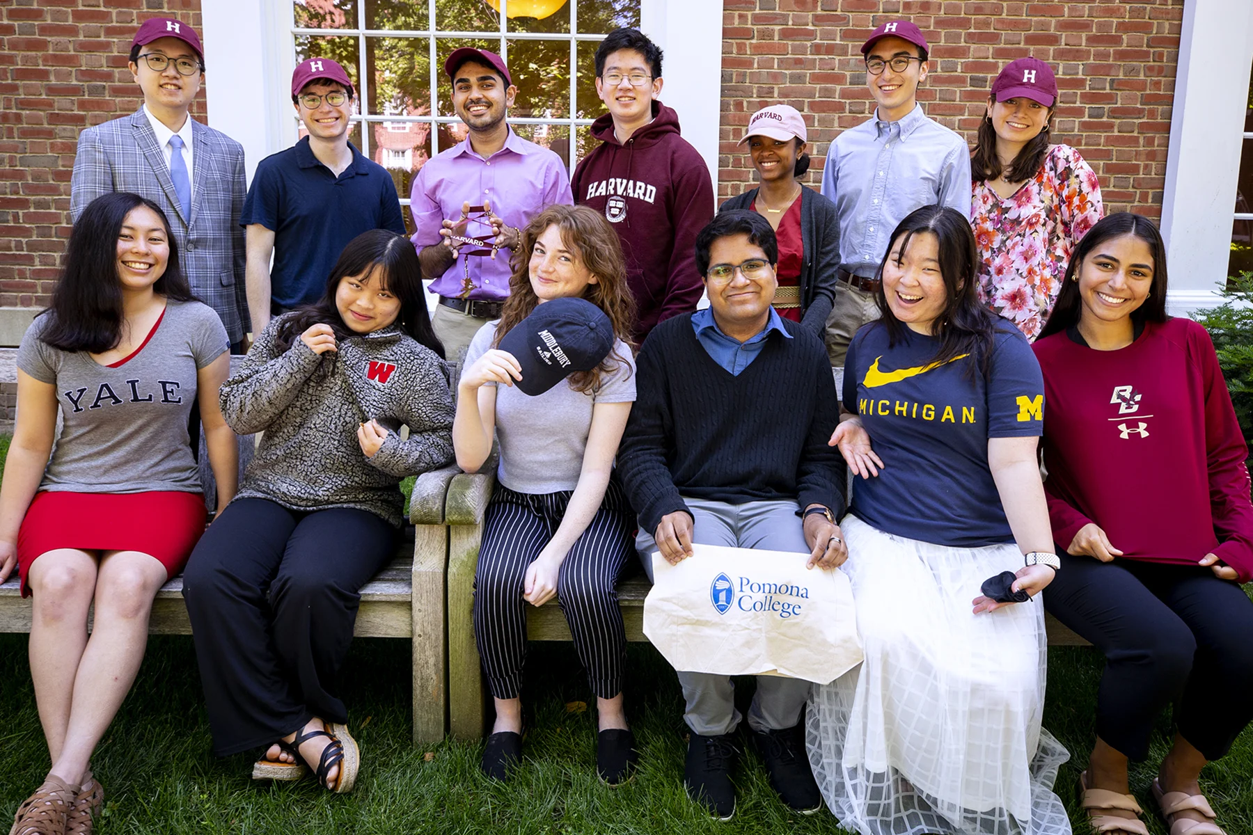 2021 Program for Research in Markets & Organizations (PRIMO) students show their undergraduate school pride.