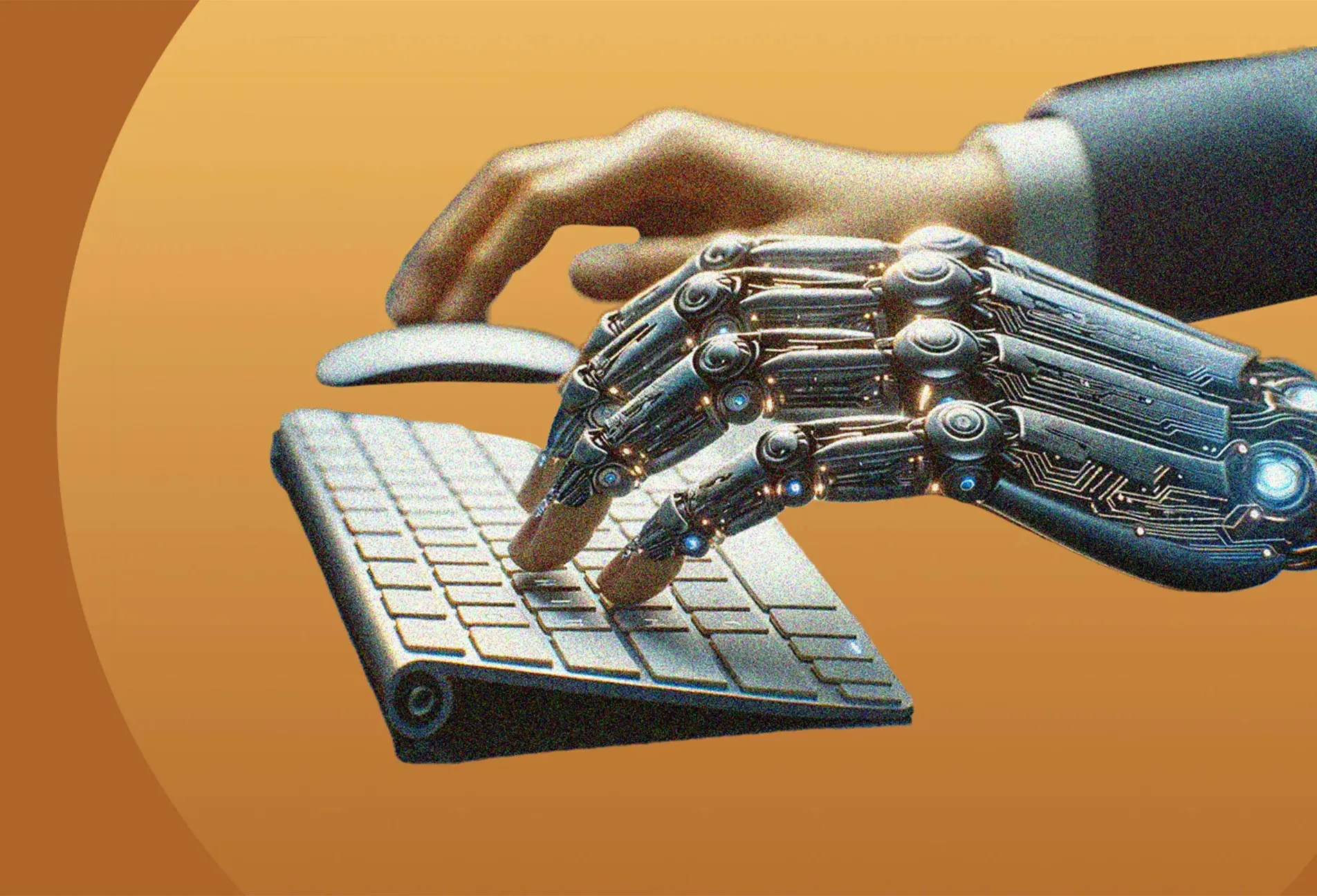 Human with a machine hand
