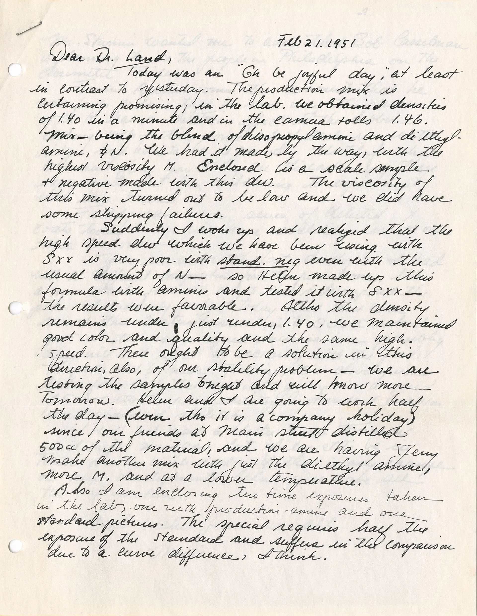 letter from Meroë Morse to Edwin Land, February 21, 1951