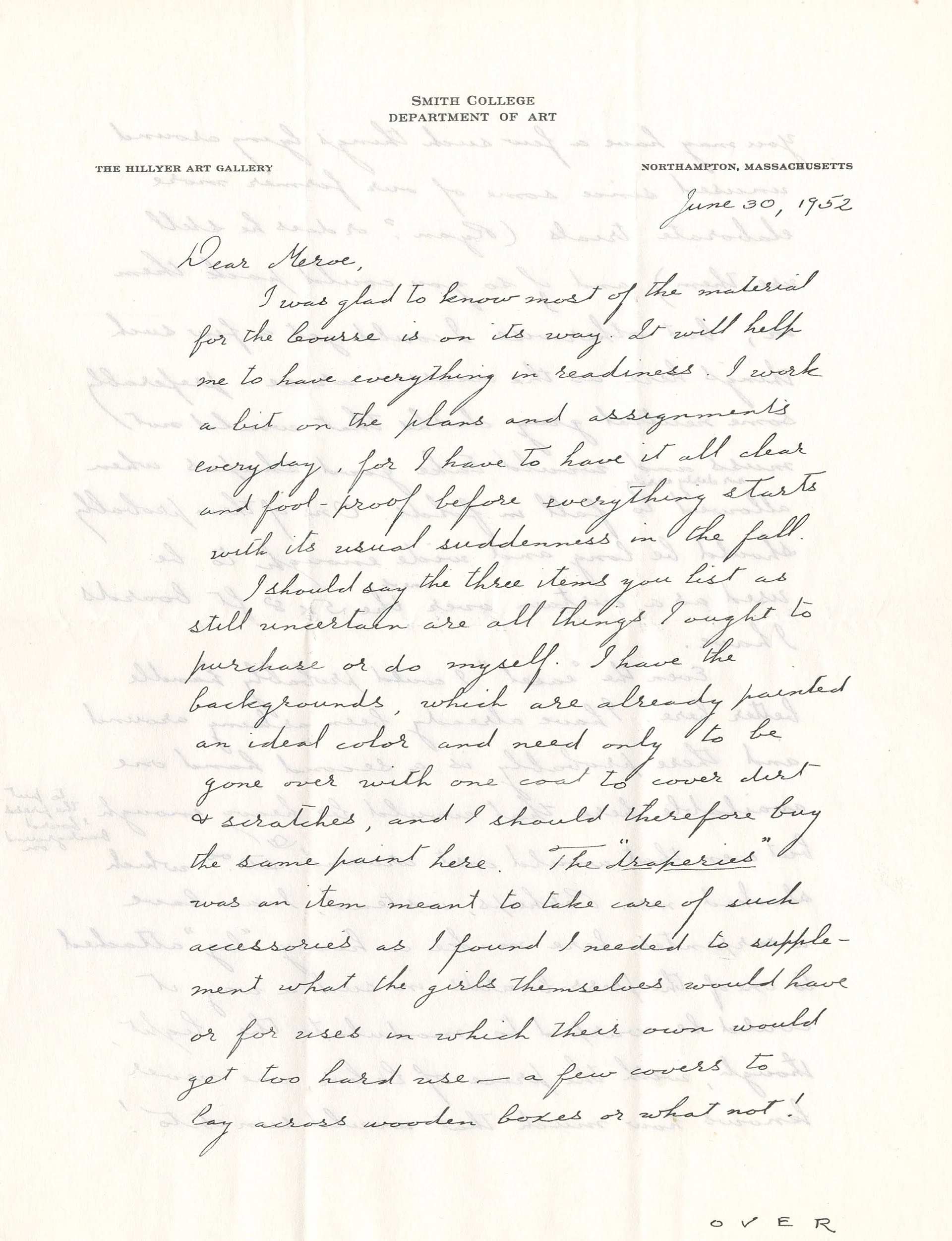 Letter to Meroë Morse from Clarence Kennedy, June 30, 1952