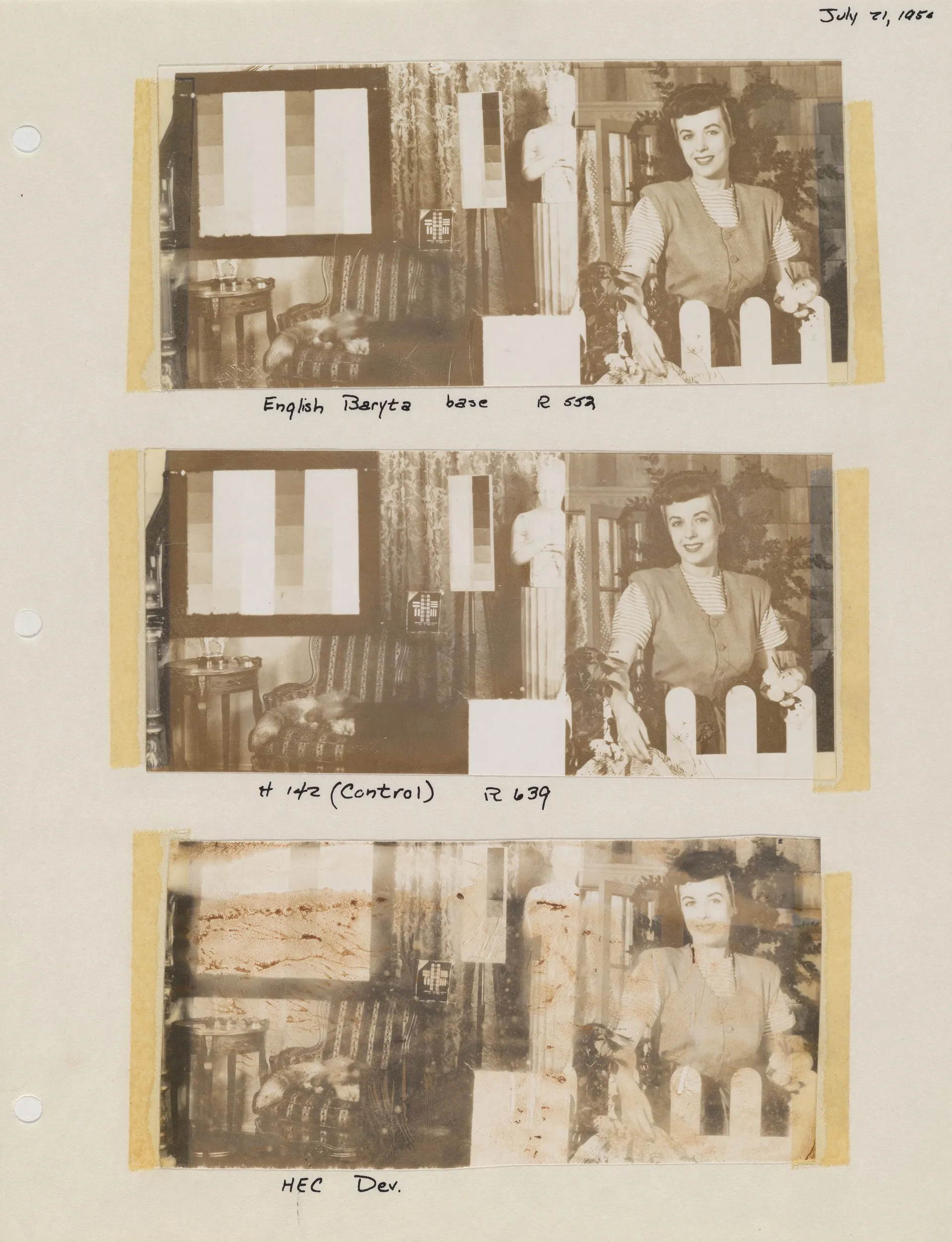 Test photographs, Meroë Morse to Edwin Land, July 21, 1950