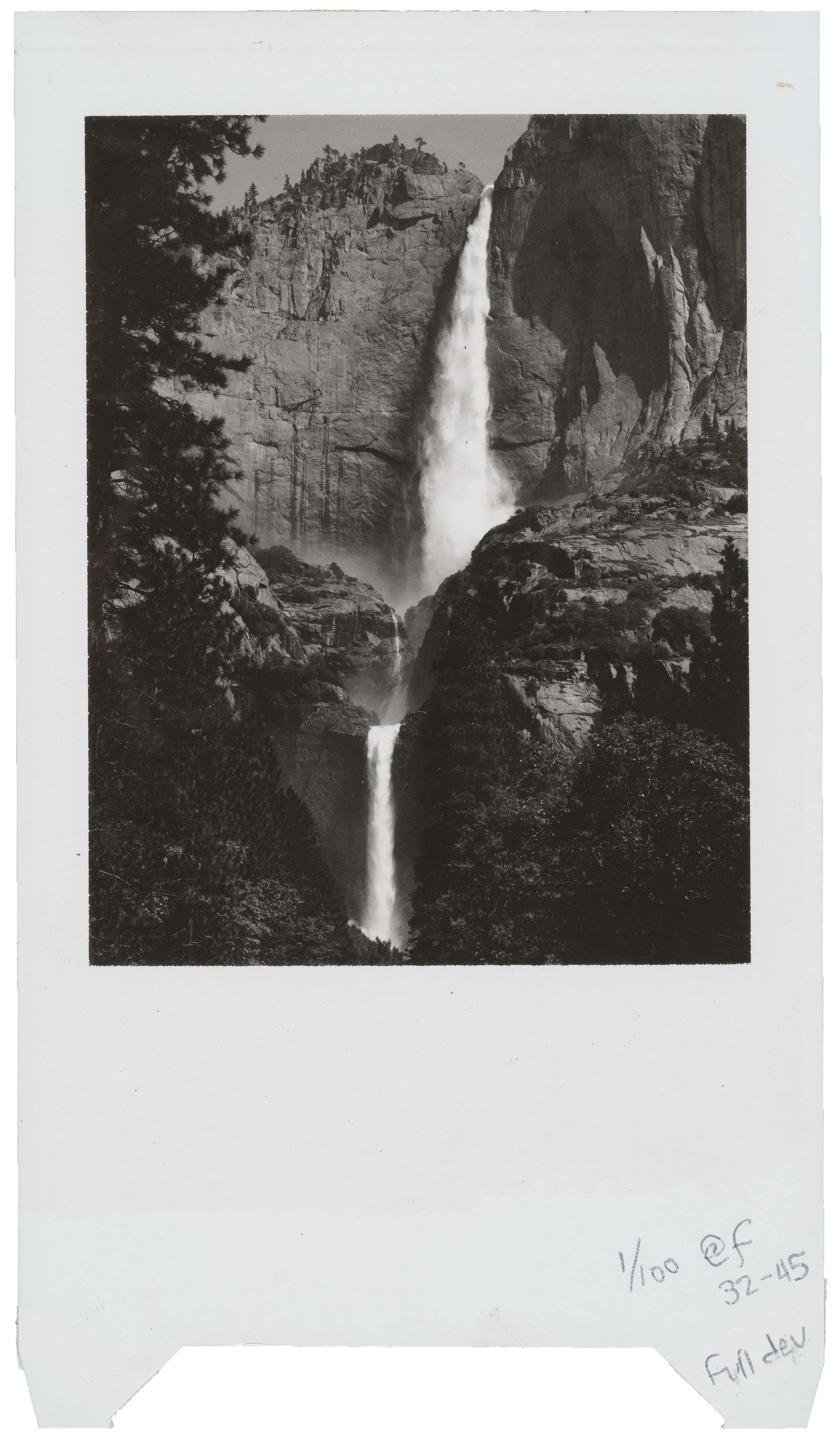 Yosemite Falls, test photograph by Ansel Adams