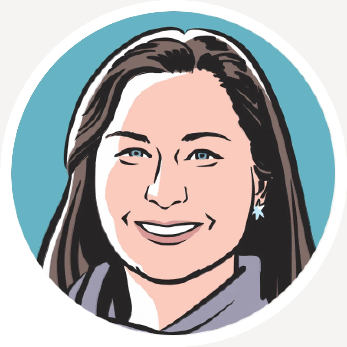Illustrated portrait of Avery Forman, Senior Associate Editor at Harvard Business School's Working Knowledge online publication