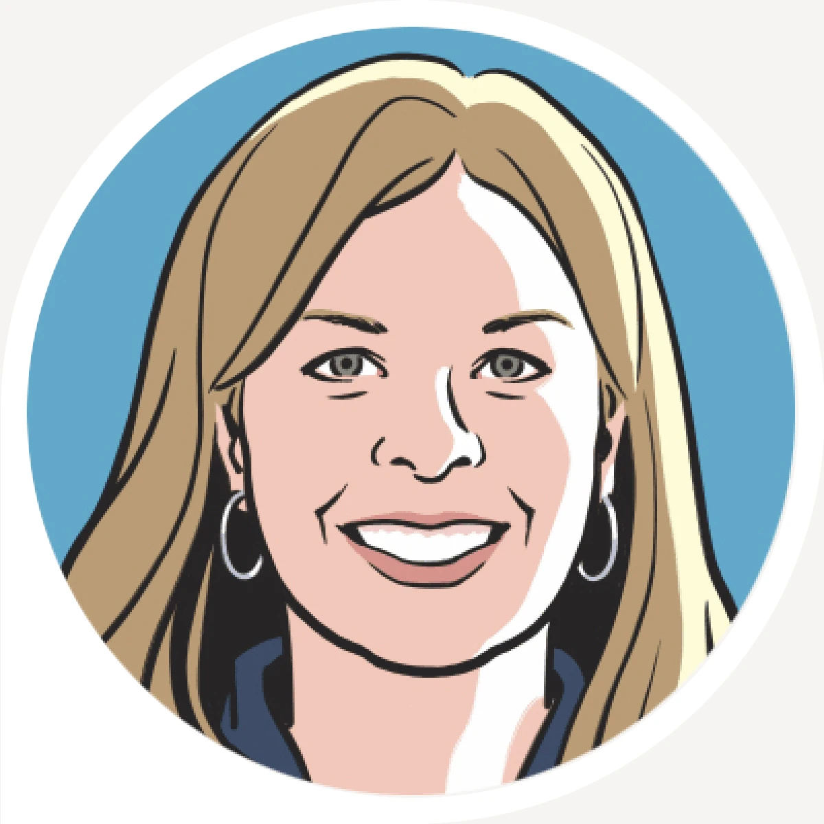 Illustrated portrait of Dina Gerdeman, Senior Editor at Harvard Business School's Working Knowledge online publication