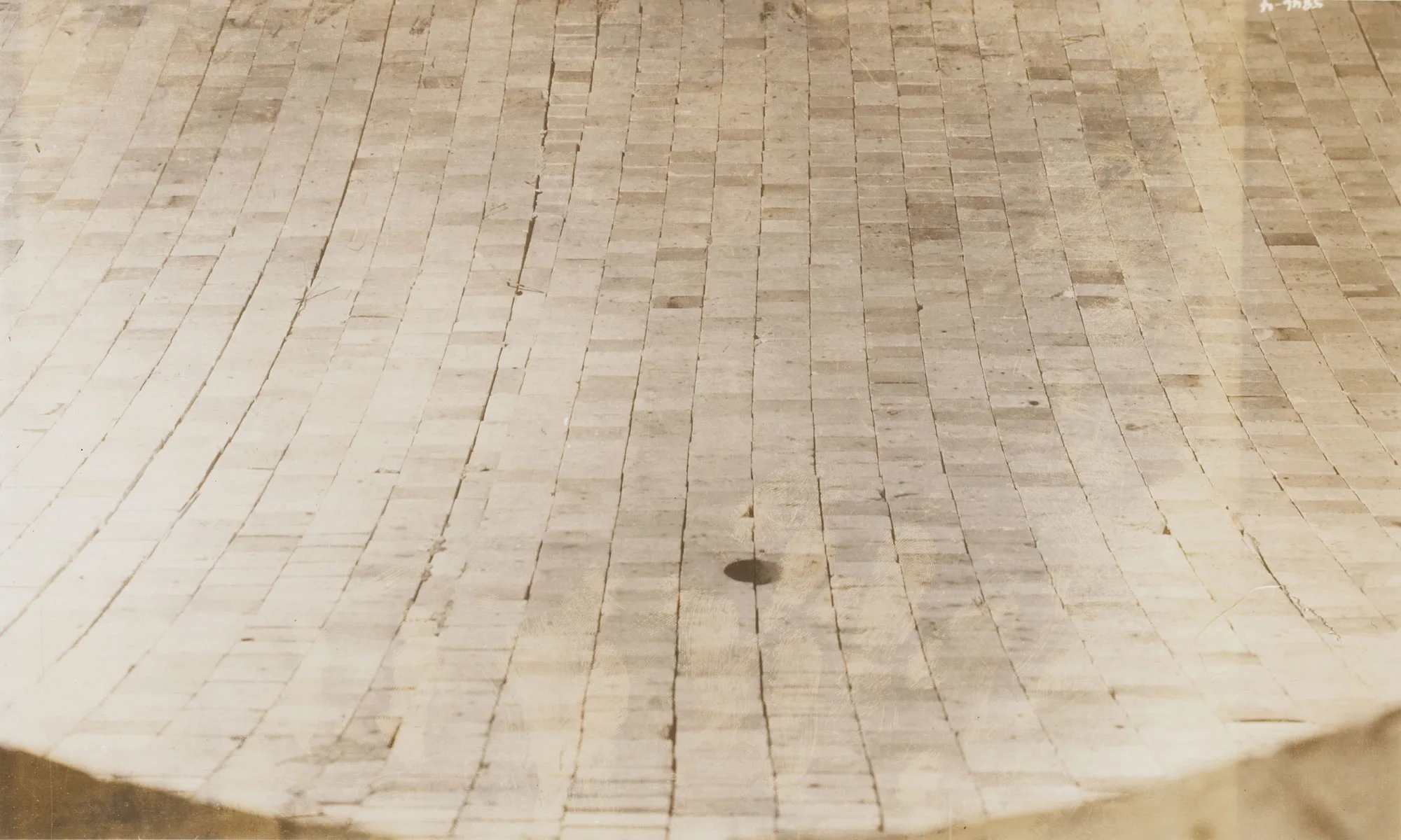 Interior view of inactive open hearth furnace showing “electric eye” sensor at Gary Steel Works.