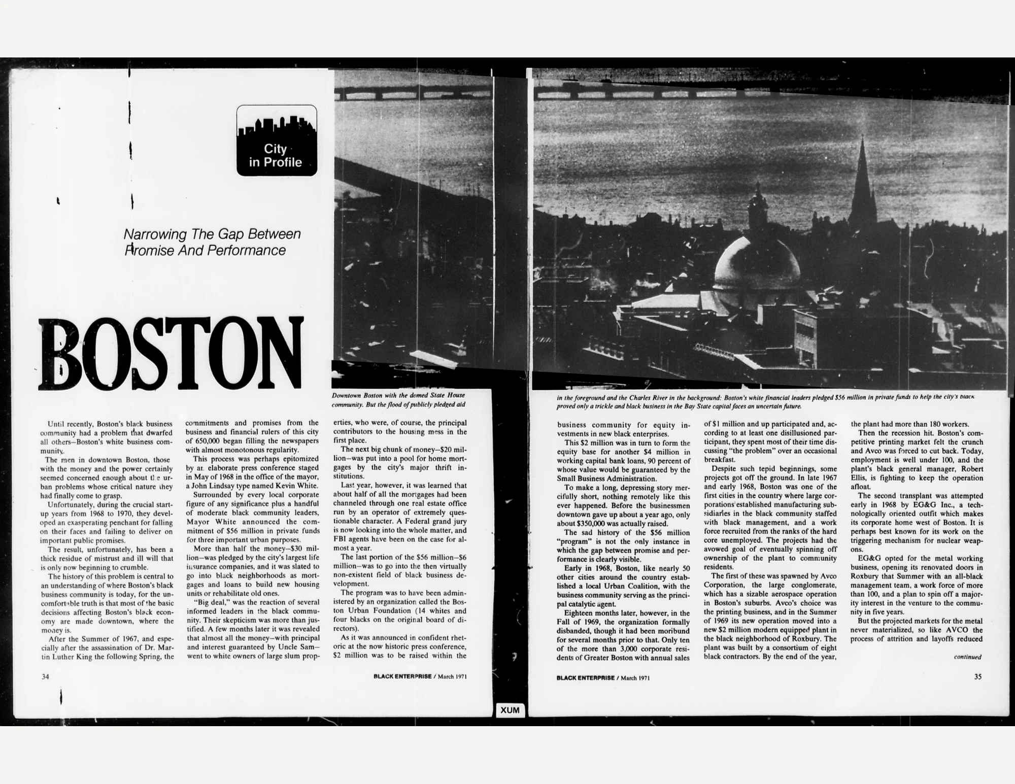 A city profile on the city of Boston. Downtown Boston with the domed State House in the foreground and the Charles River in the background