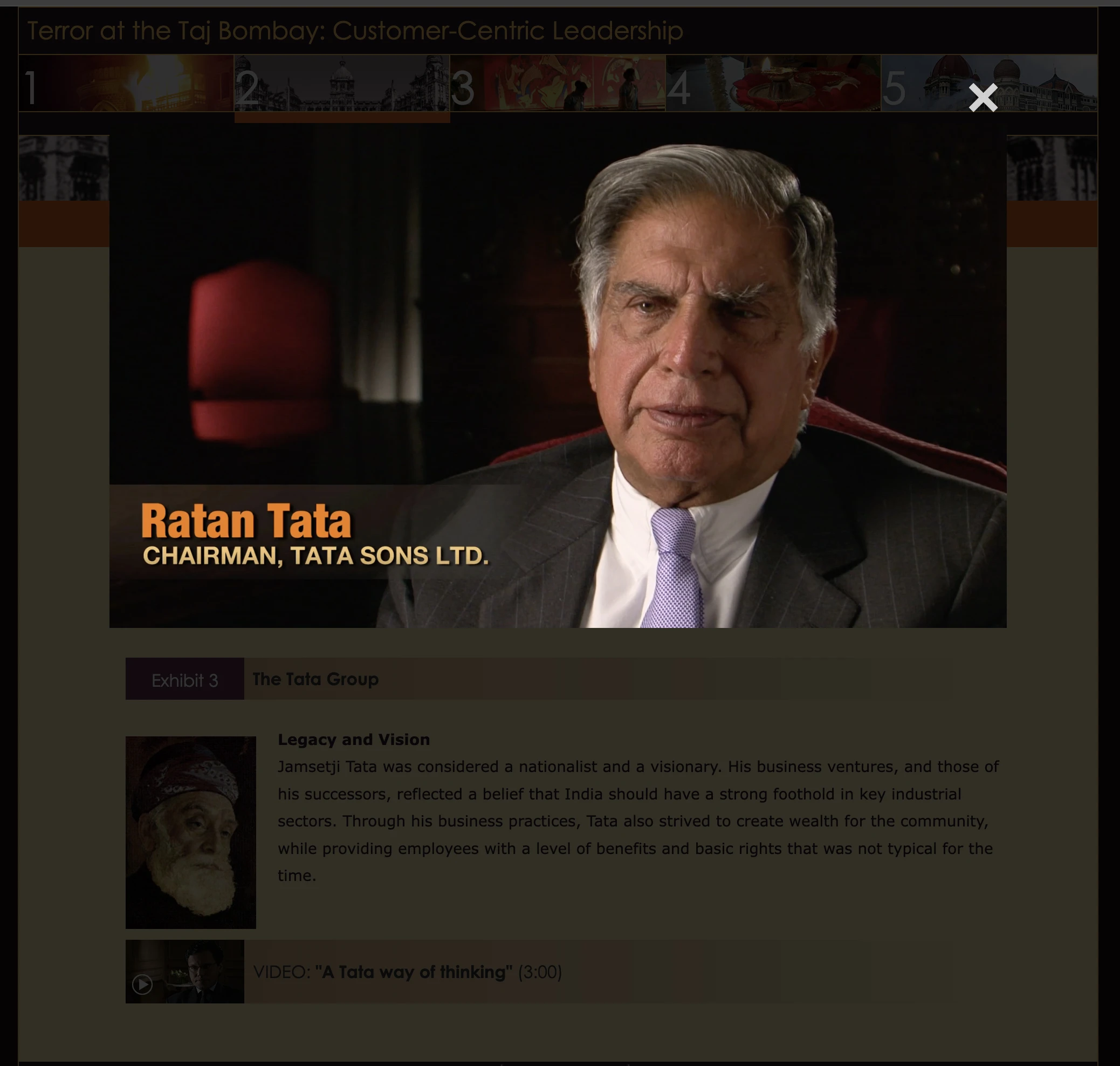 Ratan Tata's headshot for the Terror in Taj Bombay case study