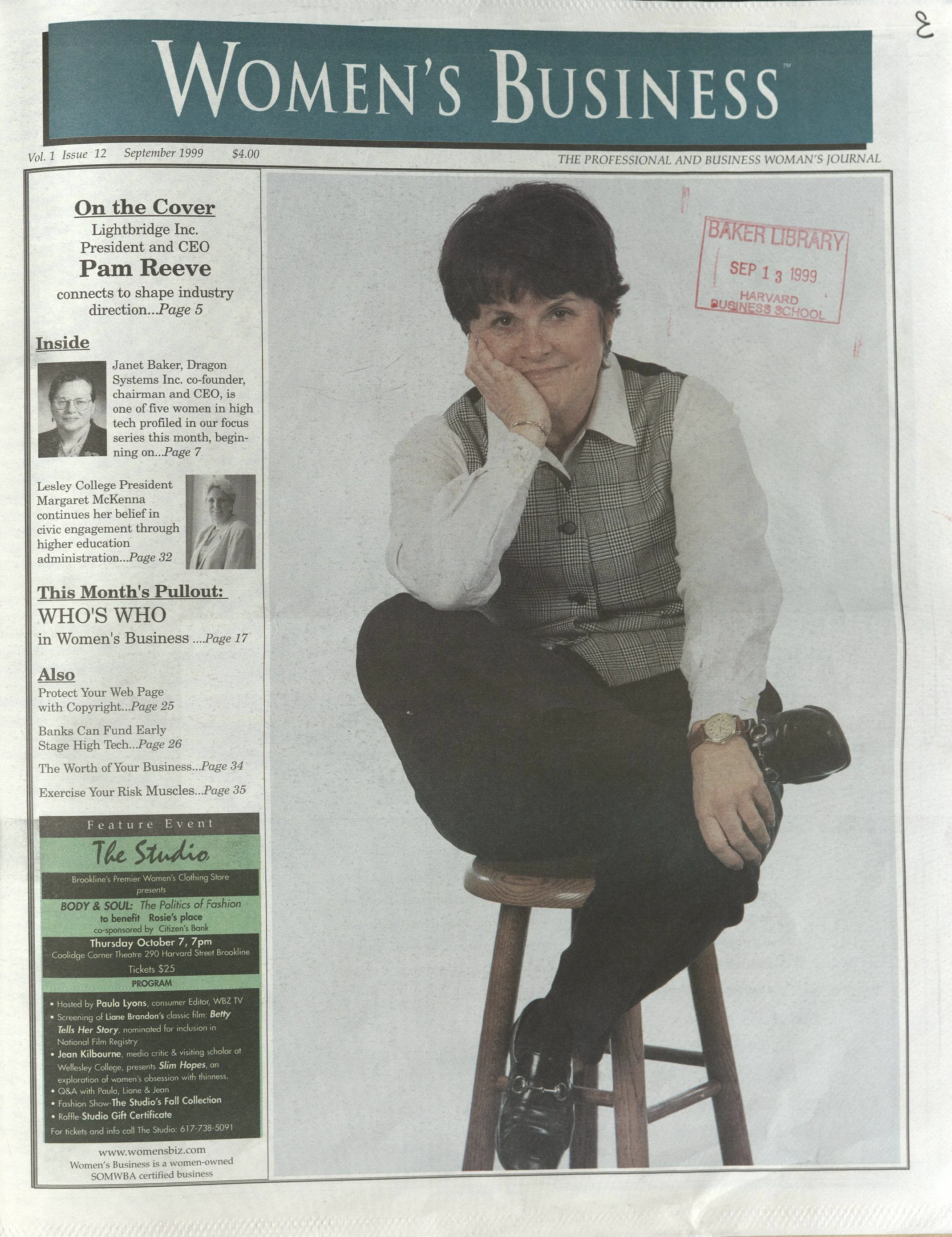A journal cover with a woman with short brown hair sitting on a stool with her hand on her cheek