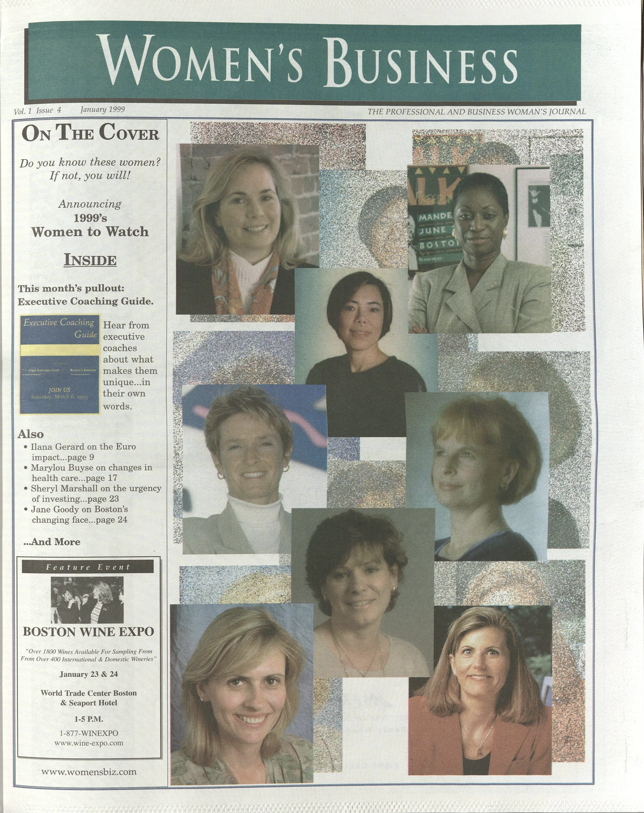 A journal cover with 6 images of women arranged in a collage