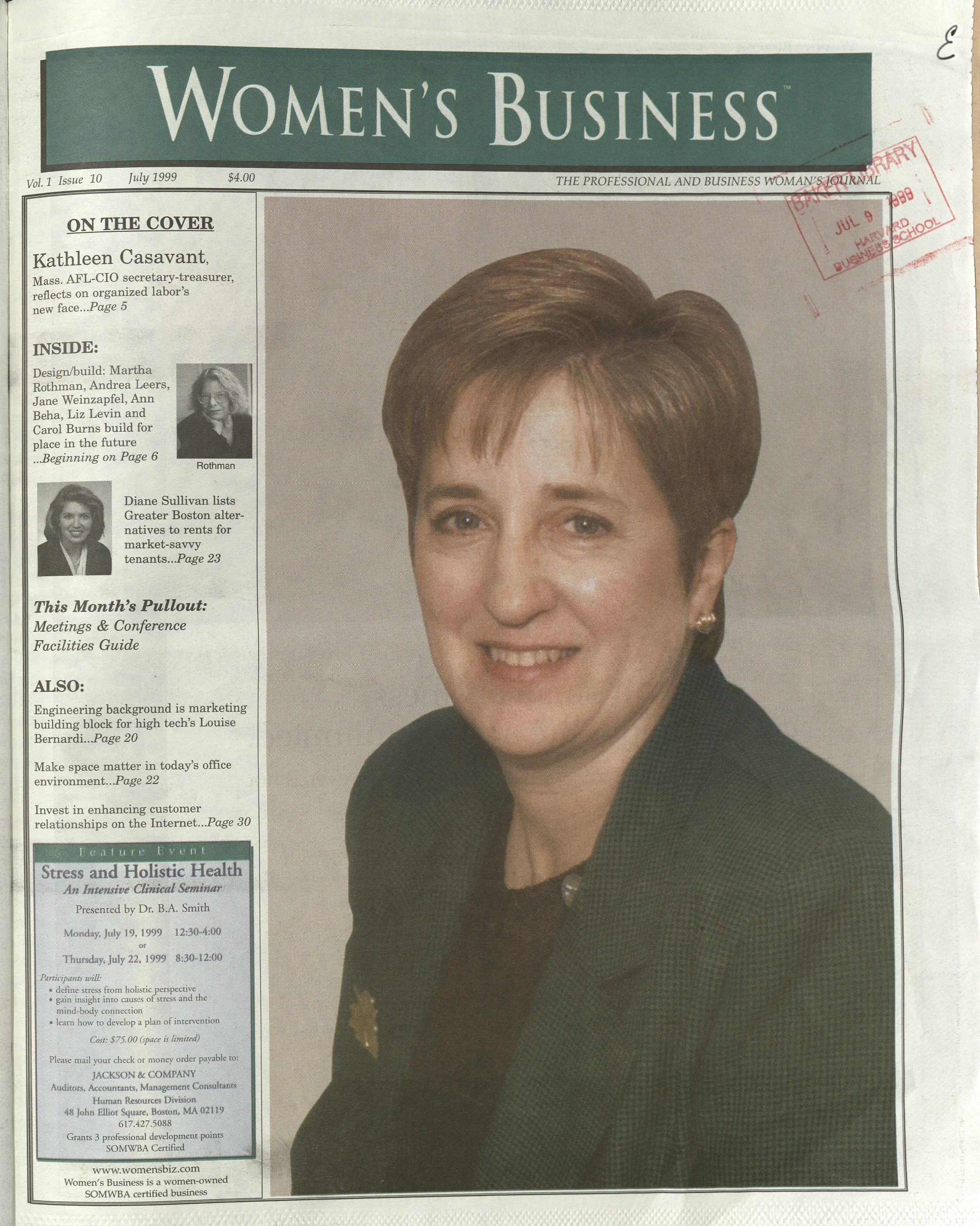 A journal cover with a white woman with short brown hair smiling