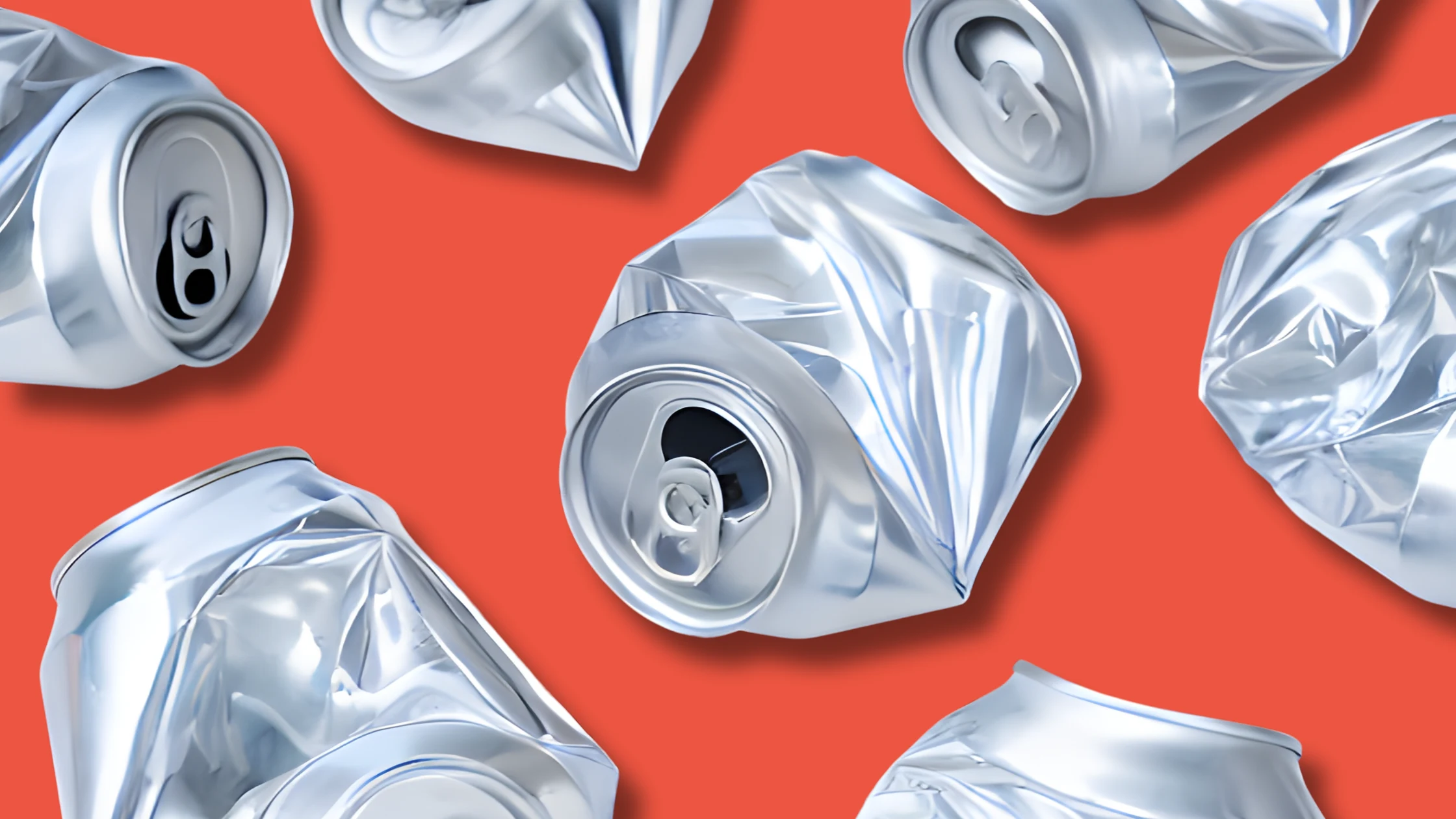 Aluminum cans with a red/orange background