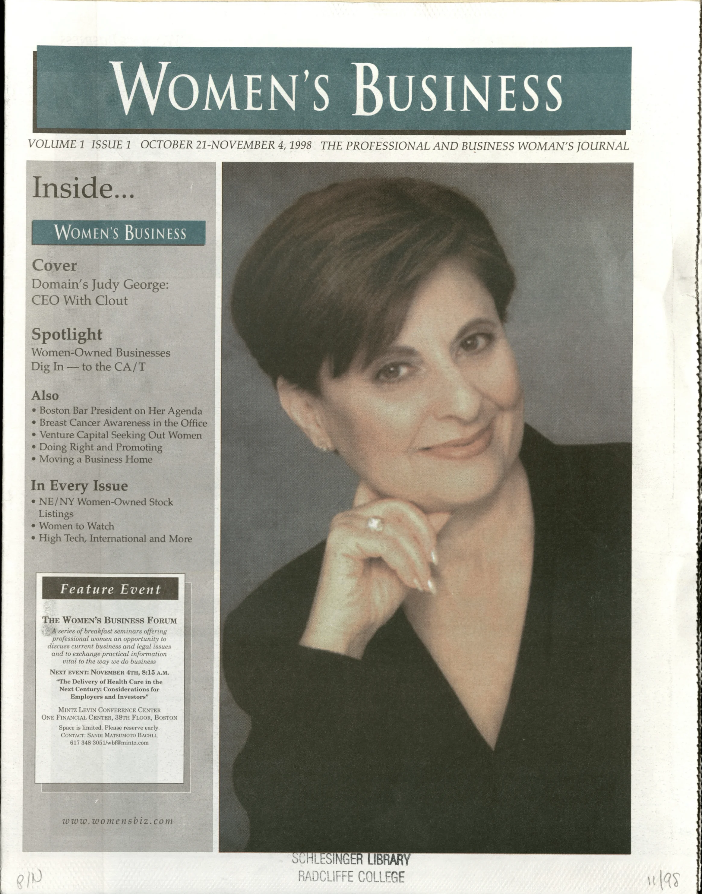 A journal cover with a white woman with short brown hair with her hand on her chin, smiling