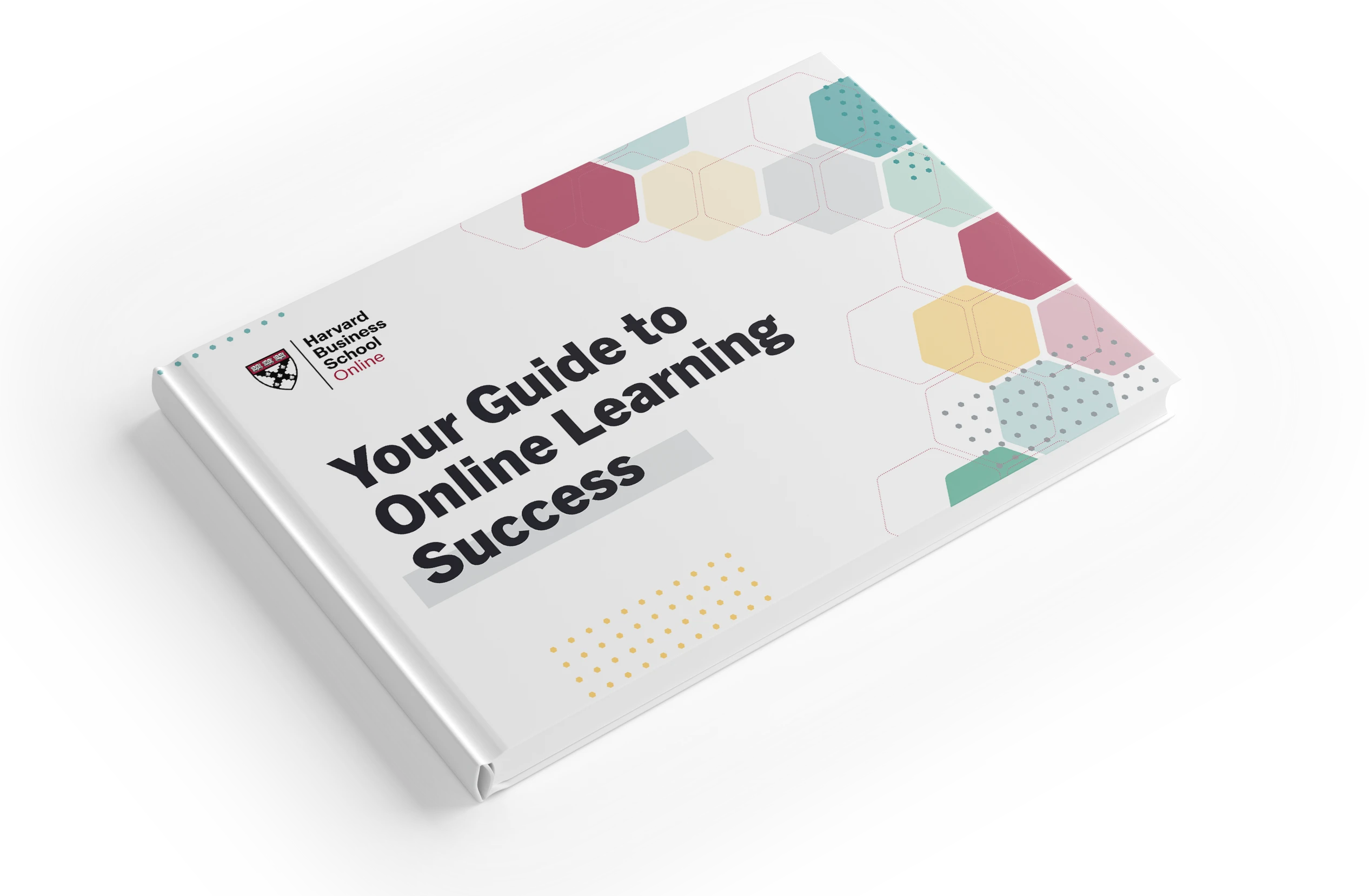 Cover of a guide titled “Your Guide to Online Learning Success” with colorful hexagon designs.
