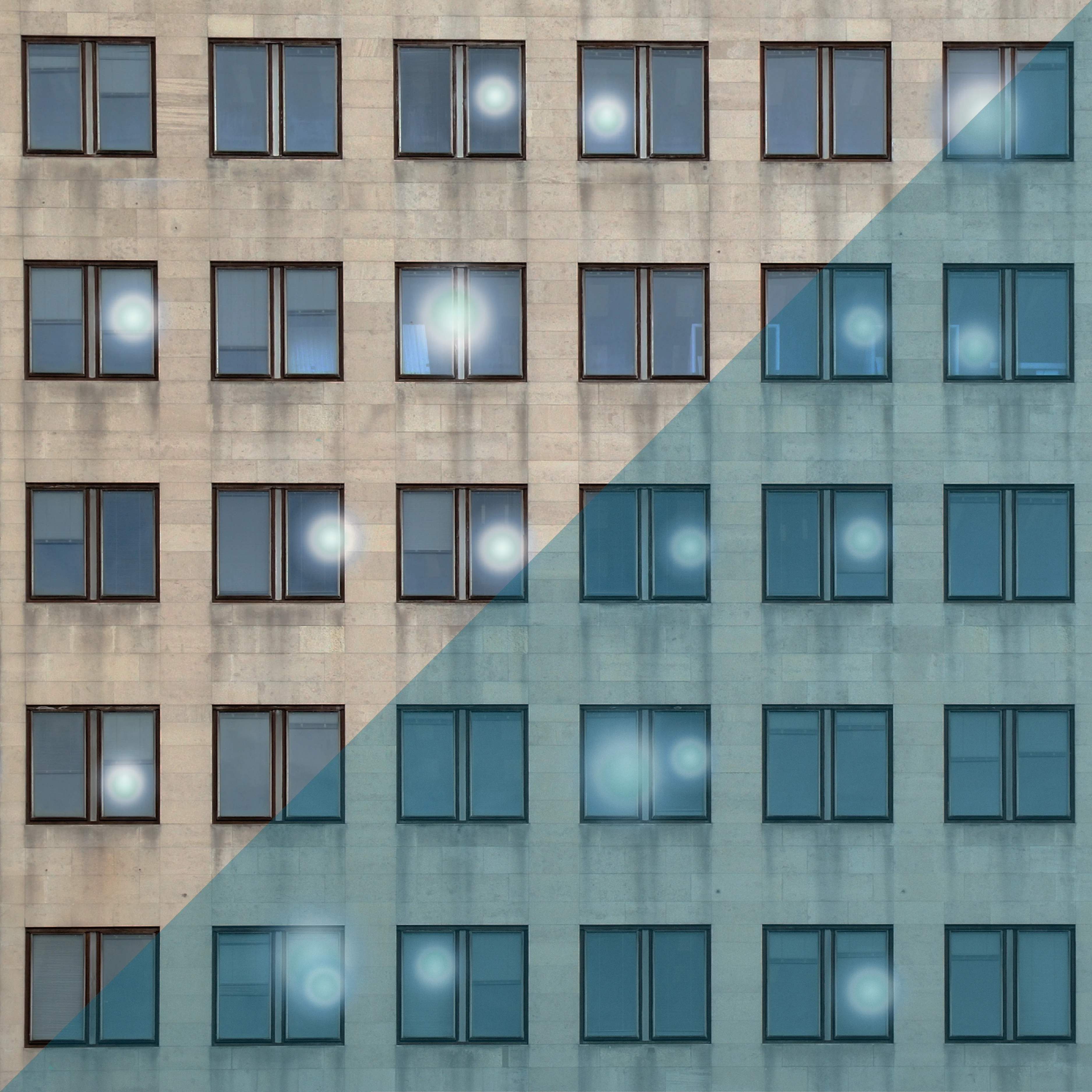 Building with bottom right diagonal covered in a shadow.