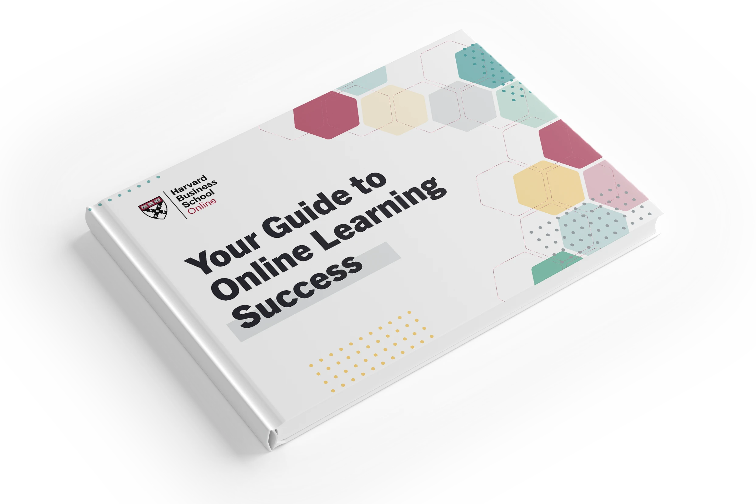 Cover of a guide titled “Your Guide to Online Learning Success” with colorful hexagon designs.