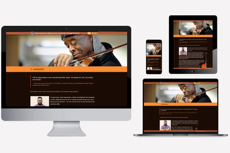 A multimedia case is viewed on various devices