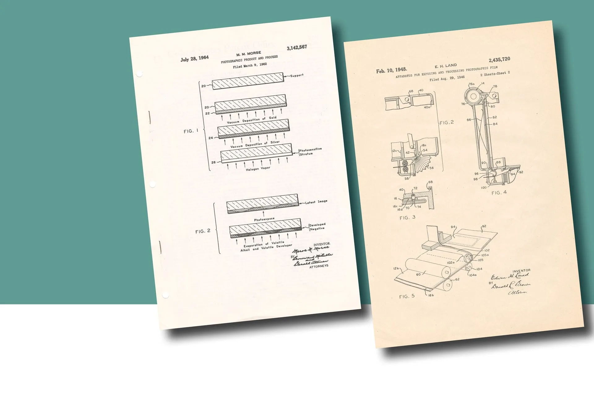 illustrations of patents 2,435,720 and 3,142,567