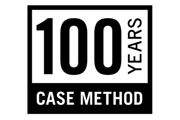 Black-and-white logo celebrating 100 years of the case method, 2021.