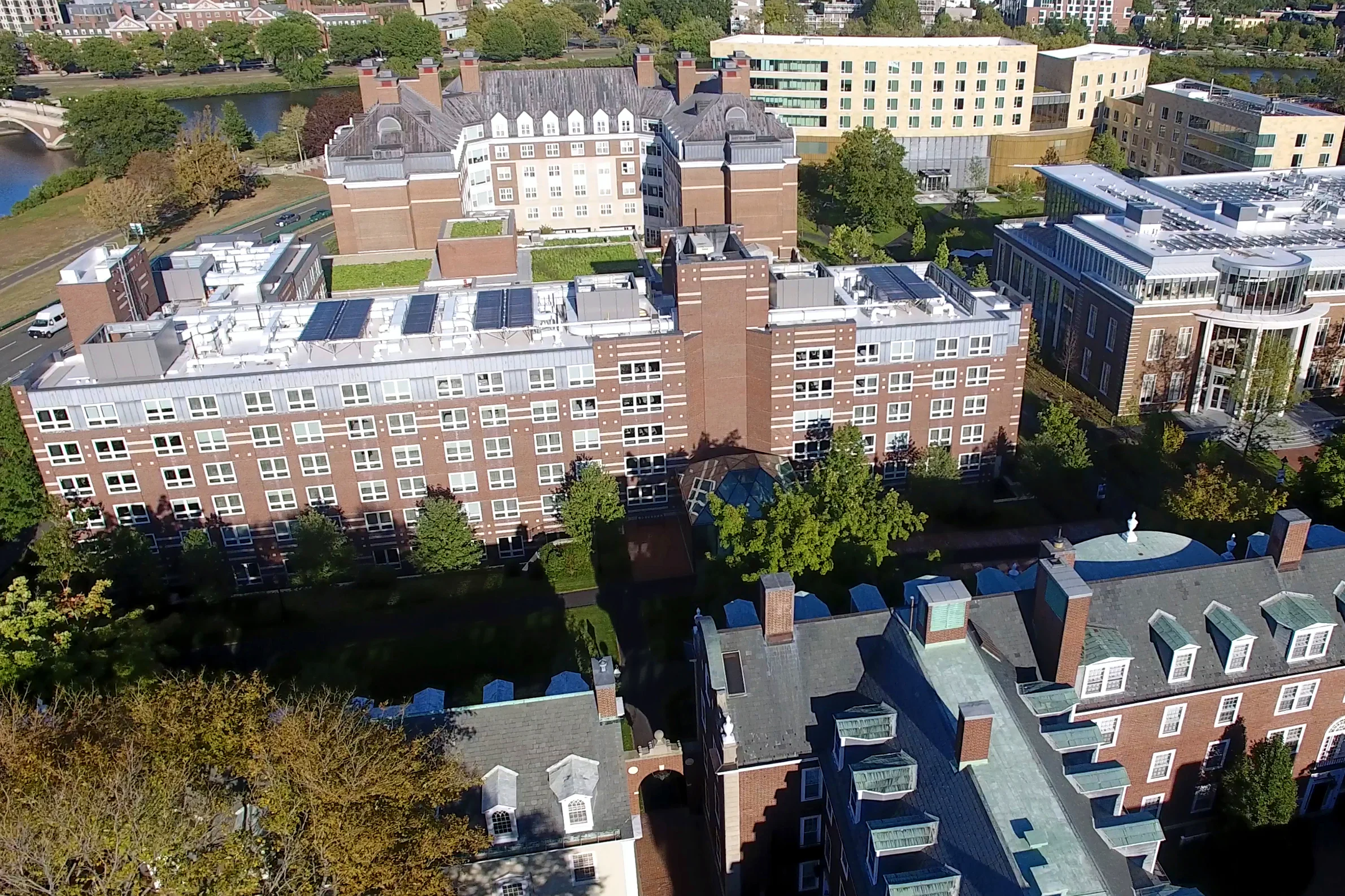 Aerial photo of McCollum Center and Esteves Hall