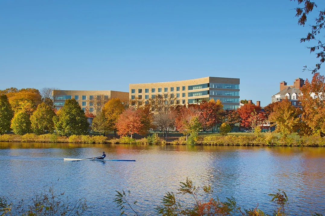 Tata Hall viewed from across the Charles River