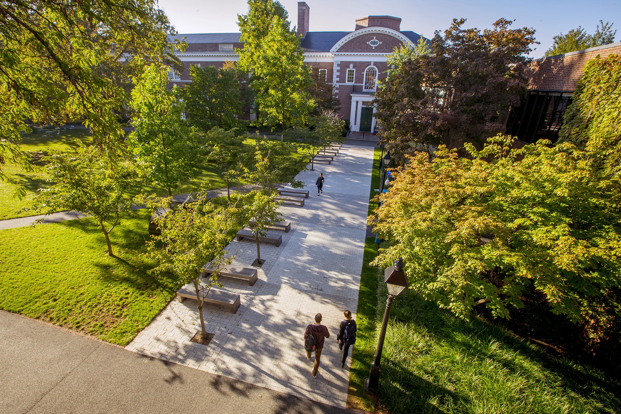 MBA students make their way from class to the student center, Spangler Center.