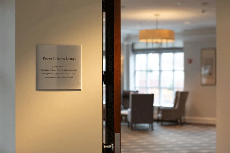Robert G. James Lounge nameplate