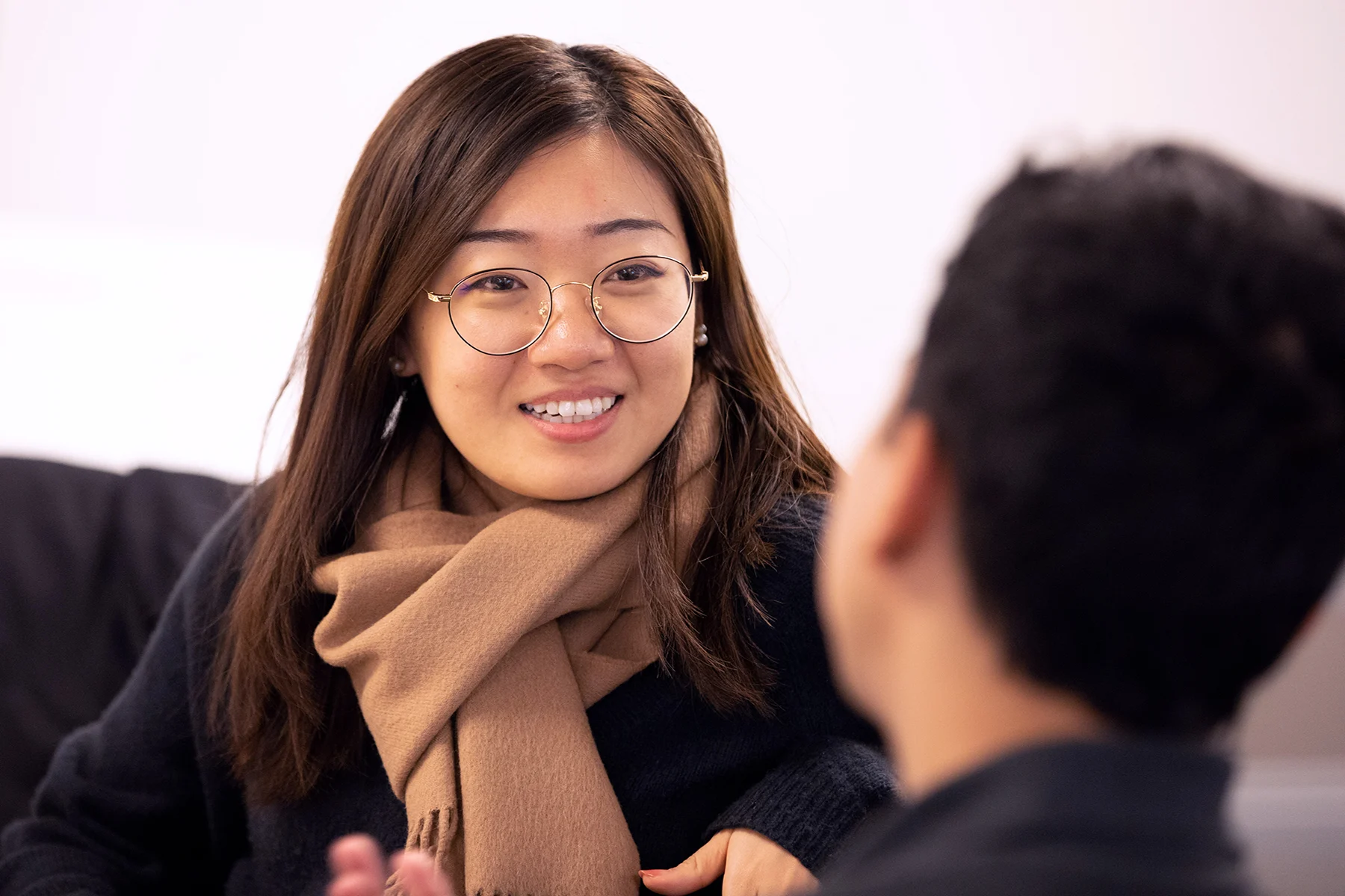 MBA students continue the learning discussion outside of the classroom.