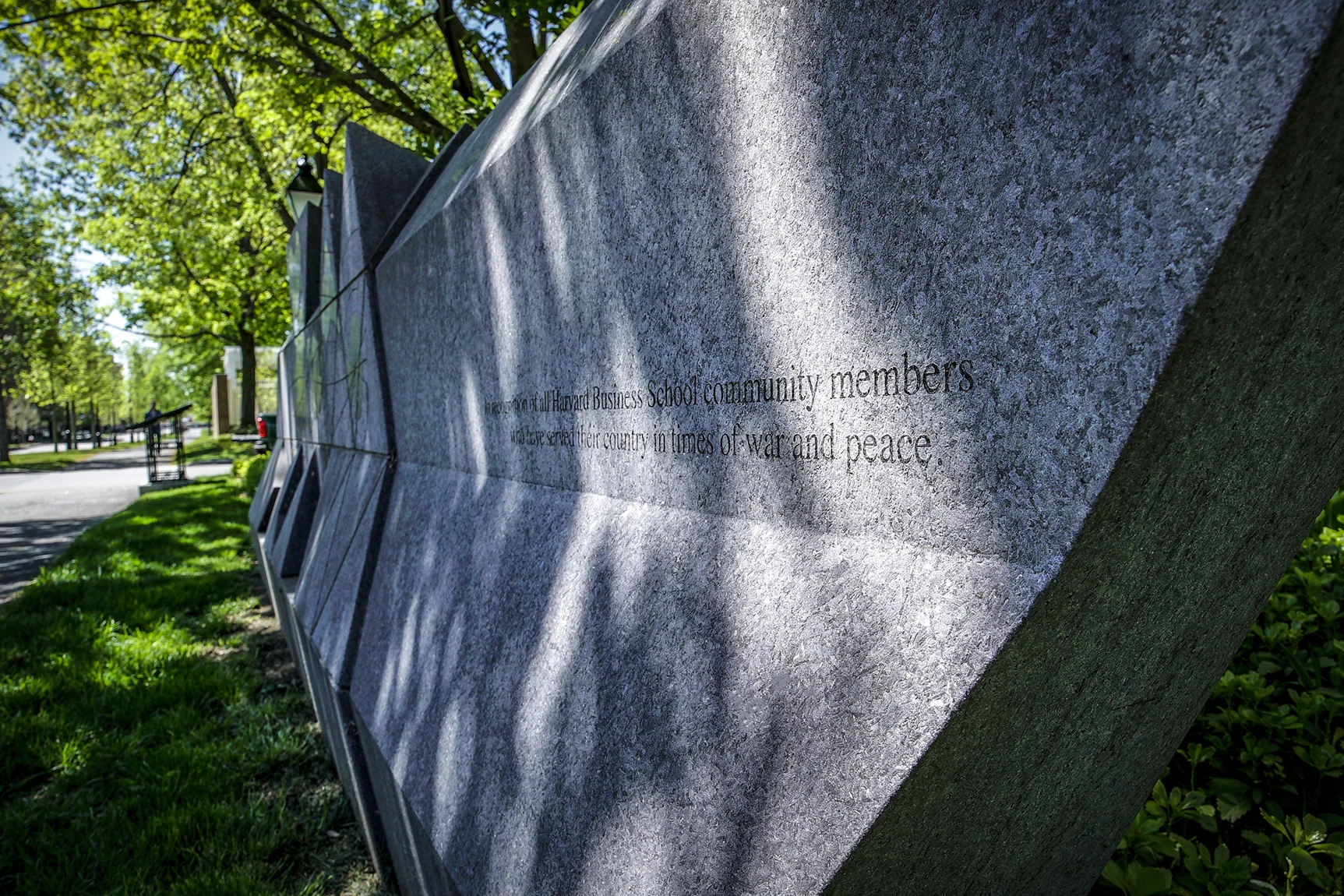 Wall of Recognition of Service to Our Country, which stands at Kresge Way North, east of McCulluch Hall